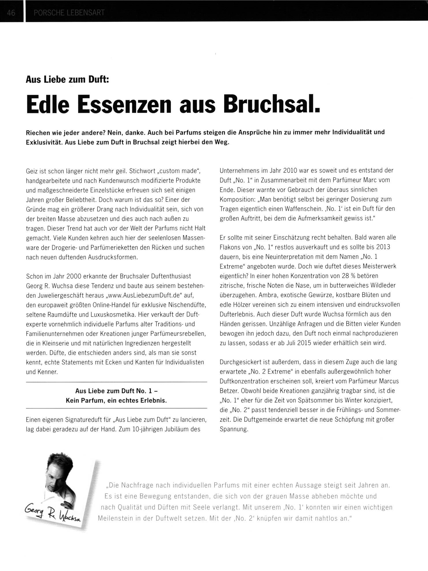 Georg R. Wuchsa im Porsche Magazin Karlsruhe